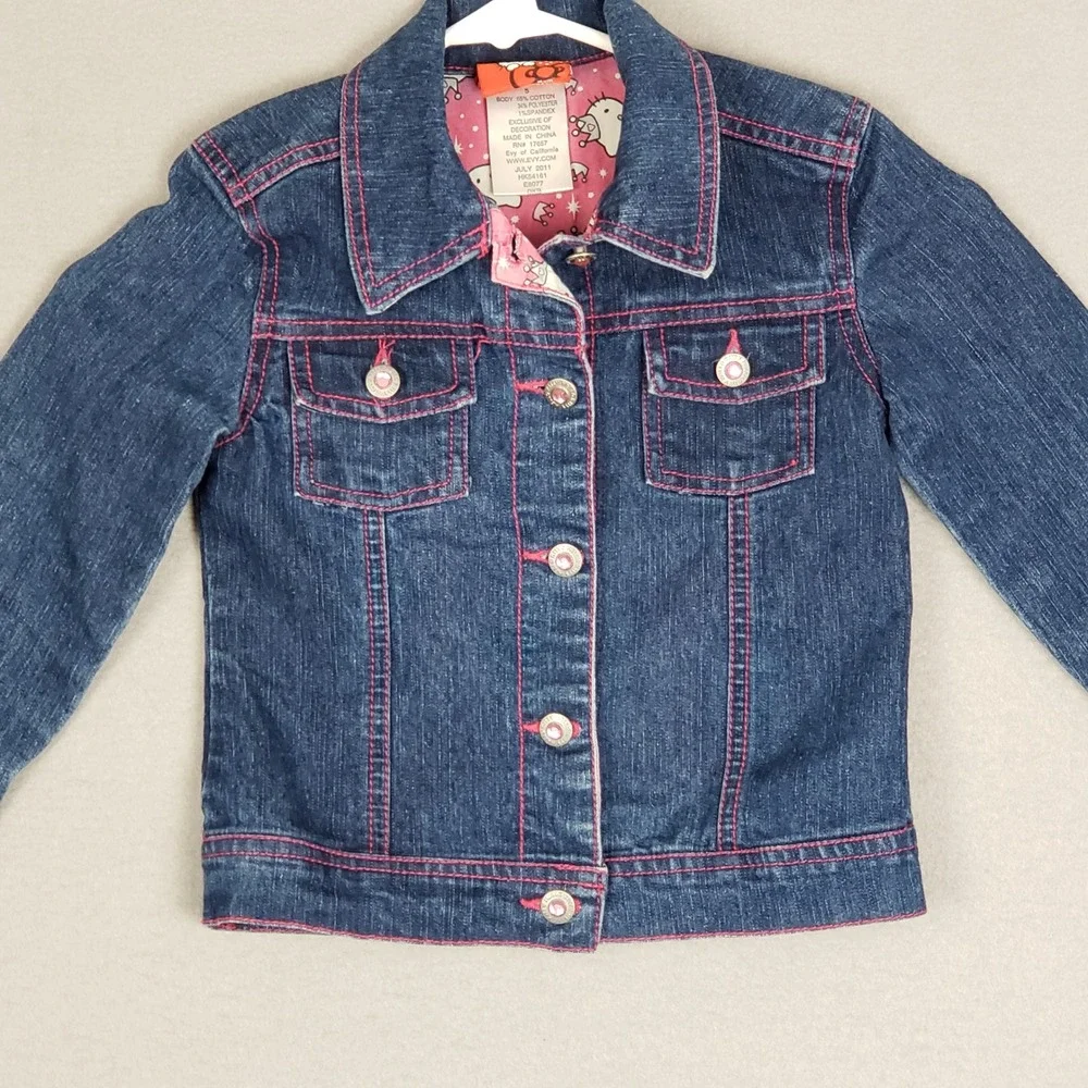 Sanrio Hello Kitty‎ Kids Size 5 Bedazzled Jean Jacket Retro Anime Gamer Girl